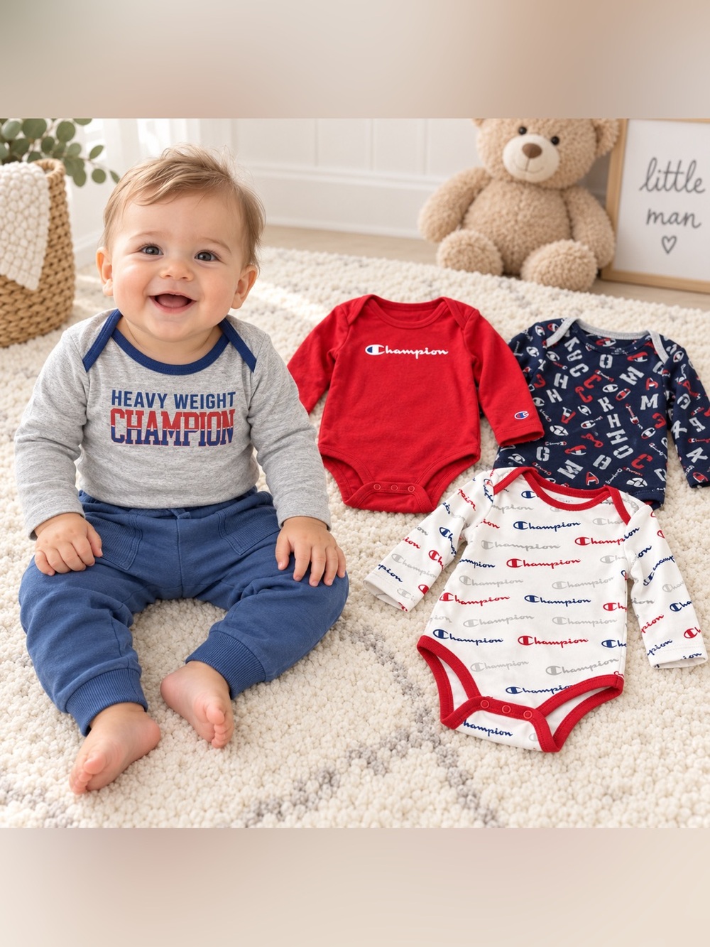 Champion Carter’s Baby Boy 5-Piece Bodysuit Jogger Outfit Lot 9M